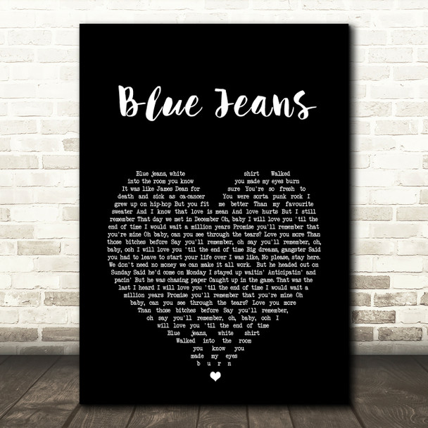 Sofia Karlberg Blue Jeans Black Heart Song Lyric Print