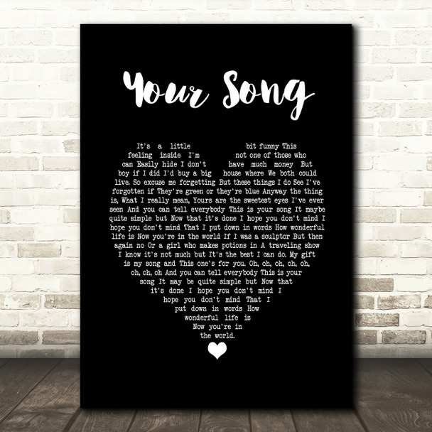 Ellie Goulding Your Song Black Heart Song Lyric Print