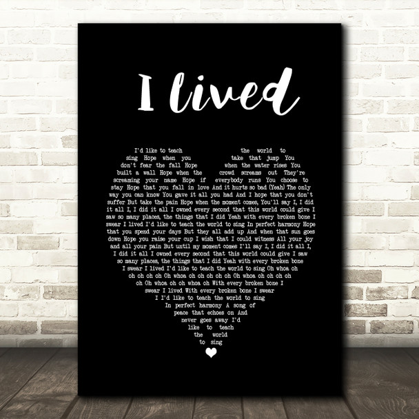 OneRepublic I Lived Black Heart Song Lyric Print