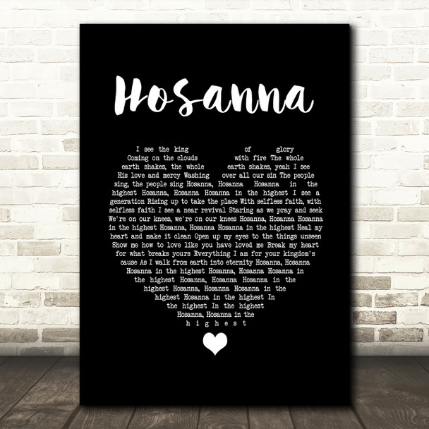 Hillsong Hosanna Black Heart Song Lyric Print