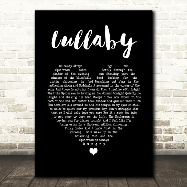 The Cure Lullaby Black Heart Song Lyric Print