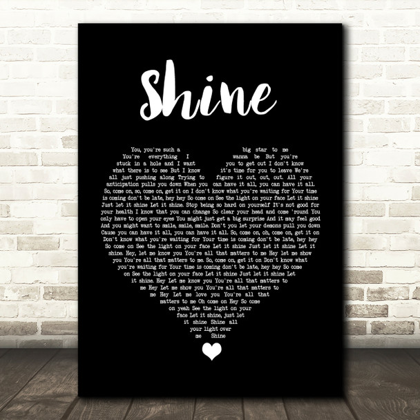 Take That Shine Black Heart Song Lyric Print