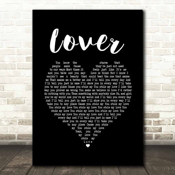 The Hunna Lover Black Heart Song Lyric Print