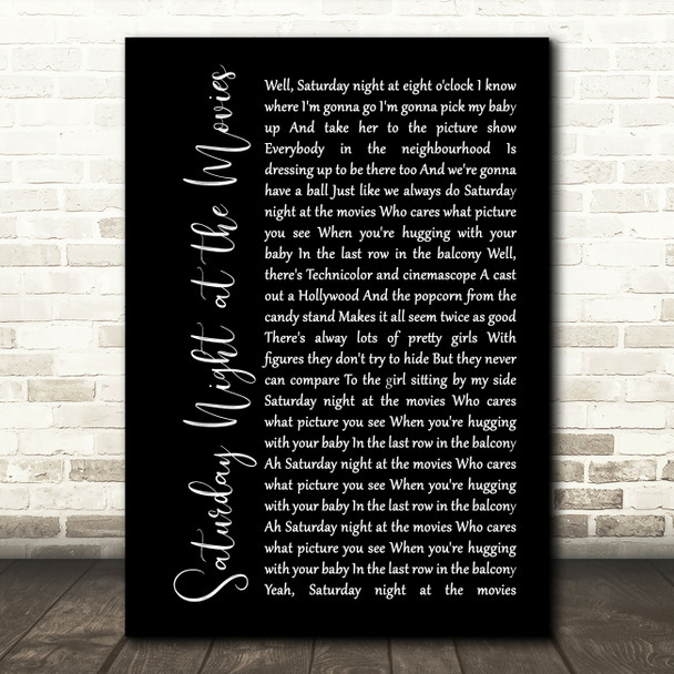 The Drifters Saturday Night at the Movies Black Script Song Lyric Print