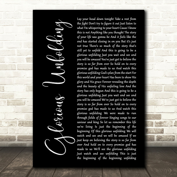 Steven Curtis Chapman Glorious Unfolding Black Script Song Lyric Print