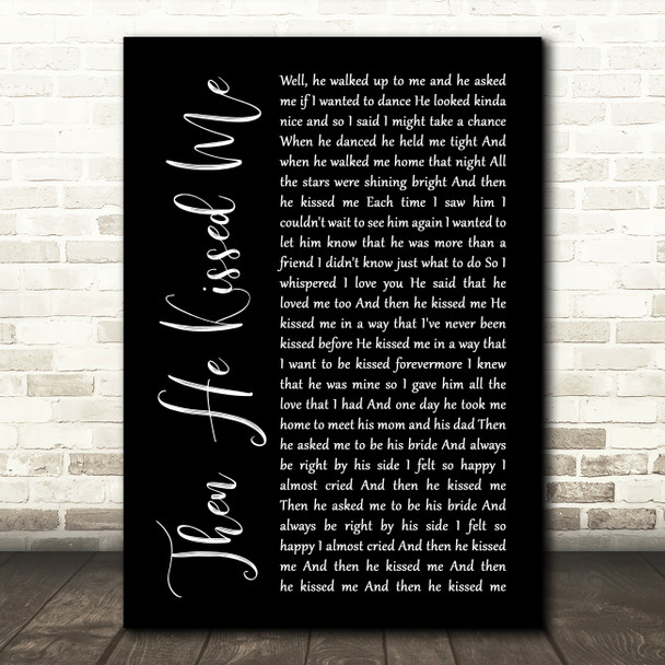 The Crystals Then He Kissed Me Black Script Song Lyric Print