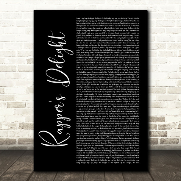 The Sugarhill Gang Rapper's Delight Black Script Song Lyric Print