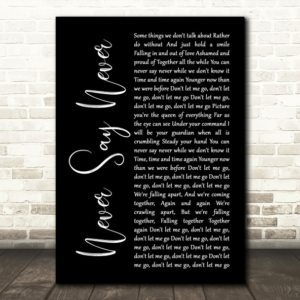 The Fray Never Say Never Black Script Song Lyric Print