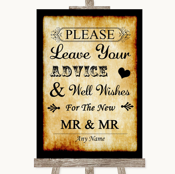 Western Guestbook Advice & Wishes Gay Personalized Wedding Sign