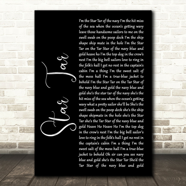 Dames at Sea Cast Star Tar Black Script Song Lyric Print