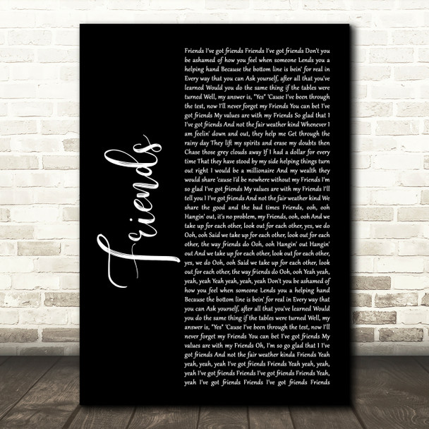 Shalamar Friends Black Script Song Lyric Print