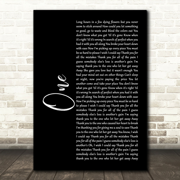 Lewis Capaldi One Black Script Song Lyric Print