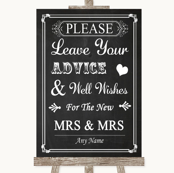 Chalk Style Guestbook Advice & Wishes Lesbian Personalized Wedding Sign