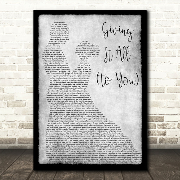 Haley & Michaels Giving It All (To You) Man Lady Dancing Grey Song Lyric Print