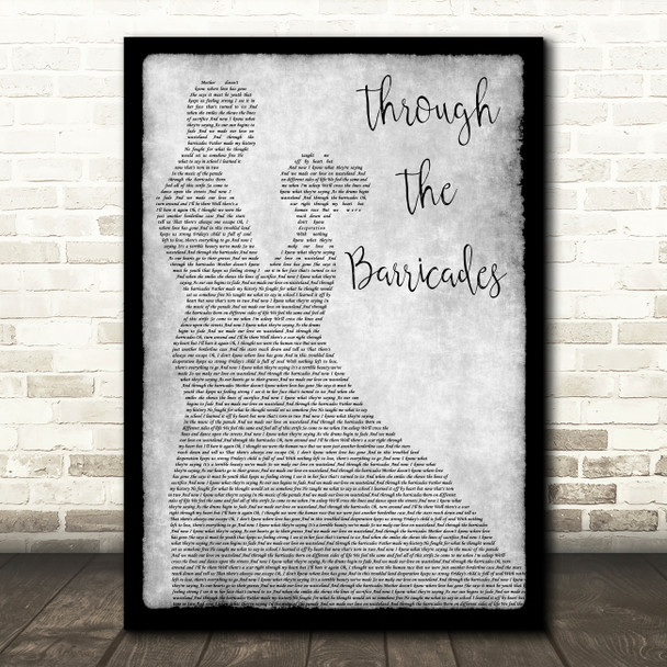 Spandau Ballet Through The Barricades Man Lady Dancing Grey Song Lyric Print