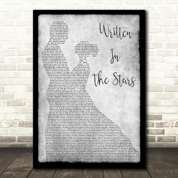 Tinie Tempah Written In The Stars Man Lady Dancing Grey Song Lyric Quote Print