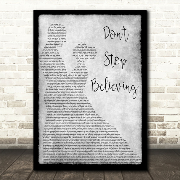 Journey Don't Stop Believing Man Lady Dancing Grey Song Lyric Quote Print