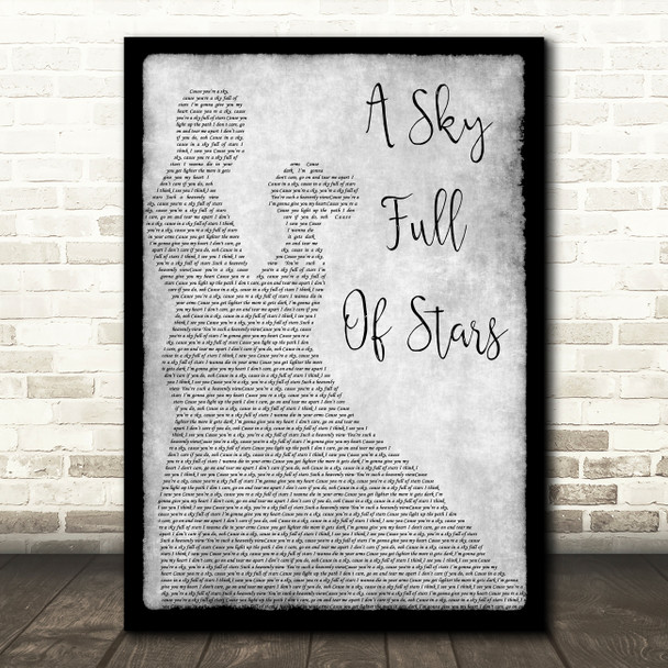 Coldplay A Sky Full Of Stars Man Lady Dancing Grey Song Lyric Quote Print
