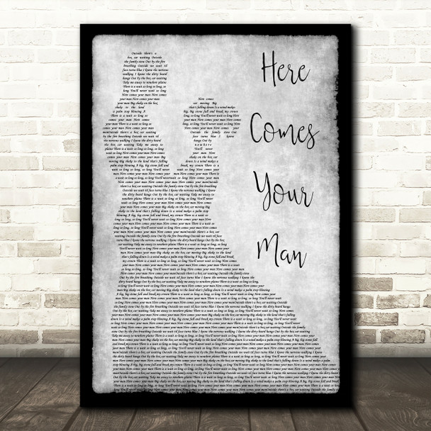 Pixies Here Comes Your Man Man Lady Dancing Grey Song Lyric Quote Print