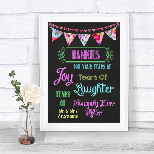 Bright Bunting Chalk Hankies And Tissues Personalized Wedding Sign