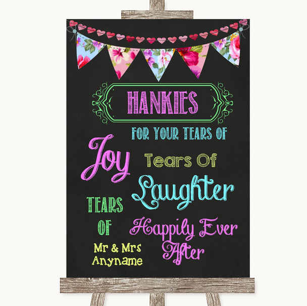 Bright Bunting Chalk Hankies And Tissues Personalized Wedding Sign