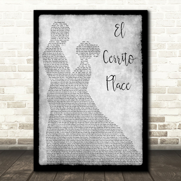 Kenny Chesney El Cerrito Place Man Lady Dancing Grey Song Lyric Quote Print