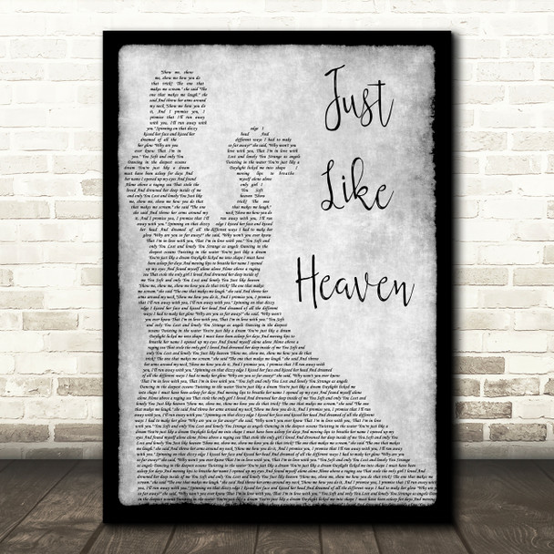 The Cure Just Like Heaven Grey Song Lyric Man Lady Dancing Quote Print