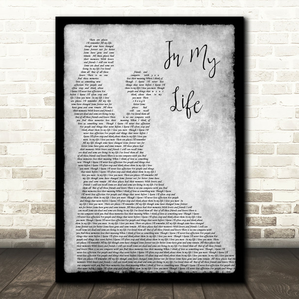The Beatles Life In My Life Grey Song Lyric Man Lady Dancing Quote Print