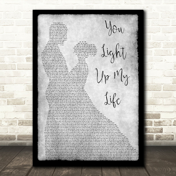 Whitney Houston You Light Up My Life Man Lady Dancing Grey Song Lyric Print