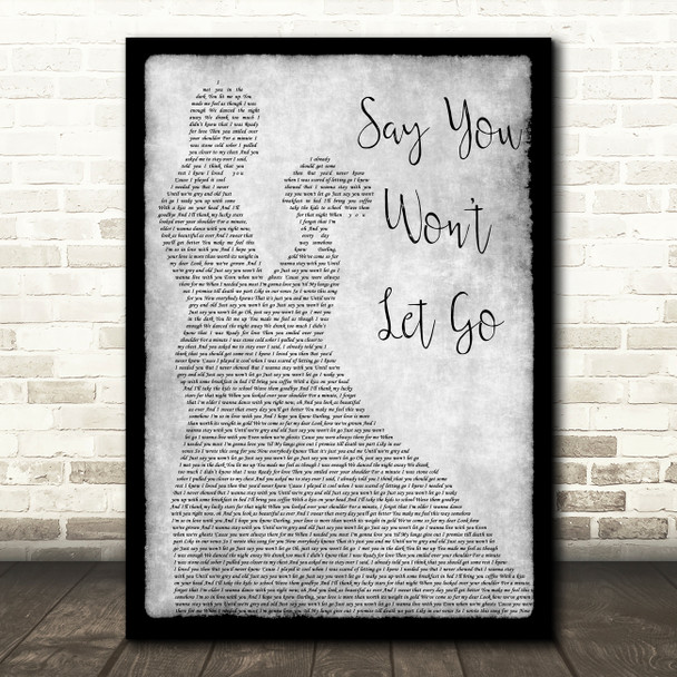 Boyce Avenue Say You Won't Let Go Man Lady Dancing Grey Song Lyric Print