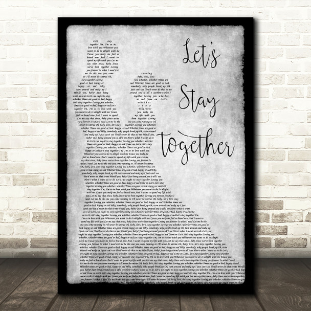 Al Green Let's Stay Together Man Lady Dancing Grey Song Lyric Print