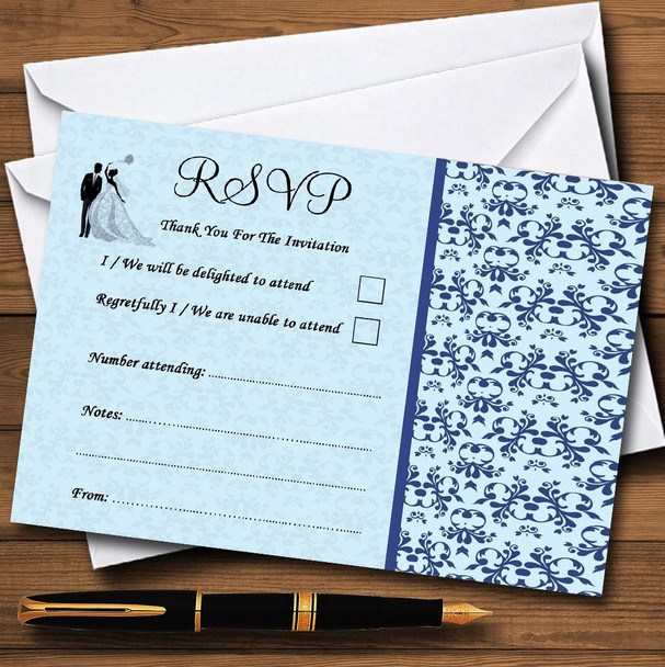 Blue Classic Vintage Personalized RSVP Cards