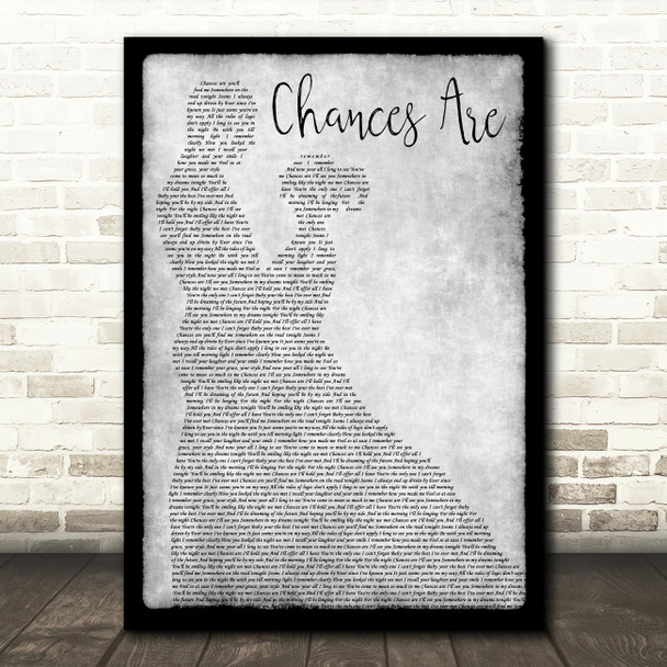 Bob Seger Chances Are Man Lady Dancing Grey Song Lyric Quote Print