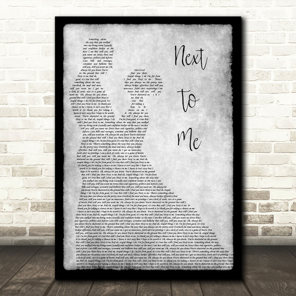 Imagine Dragons Next To Me Grey Song Lyric Man Lady Dancing Quote Print