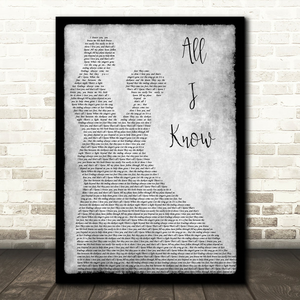 Art Garfunkel All I Know Man Lady Dancing Grey Song Lyric Quote Print