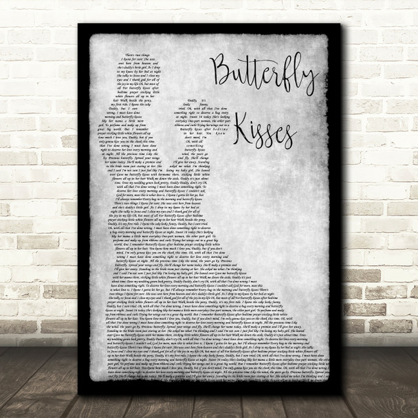 Bob Carlisle Butterfly Kisses Man Lady Dancing Grey Song Lyric Print