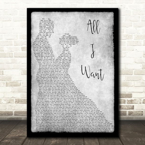 Staind All I Want Grey Song Lyric Man Lady Dancing Quote Print