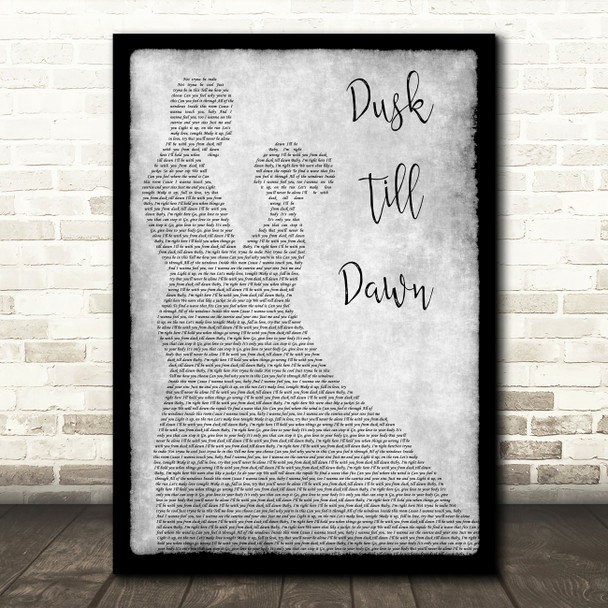 ZAYN ft. Sia Dusk Till Dawn Grey Man Lady Dancing Song Lyric Print