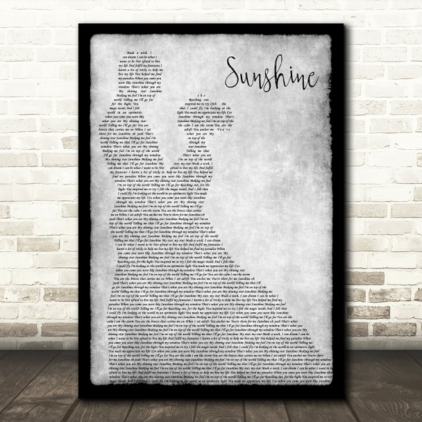 Gabrielle Sunshine Man Lady Dancing Grey Song Lyric Quote Print