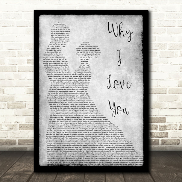 MAJOR Why I Love You Grey Man Lady Dancing Song Lyric Print