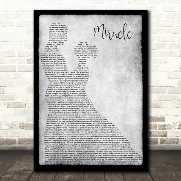 Foo Fighters Miracle Grey Song Lyric Man Lady Dancing Quote Print