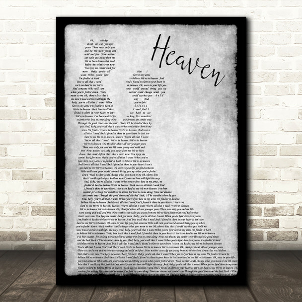 Bryan Adams Heaven Grey Song Lyric Man Lady Dancing Quote Print