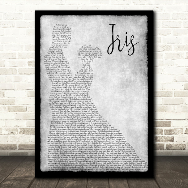 Goo Goo Dolls Iris Man Lady Dancing Grey Song Lyric Quote Print