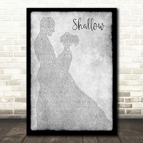 Lady Gaga & Bradley Cooper Shallow Man Lady Dancing Grey Song Lyric Print