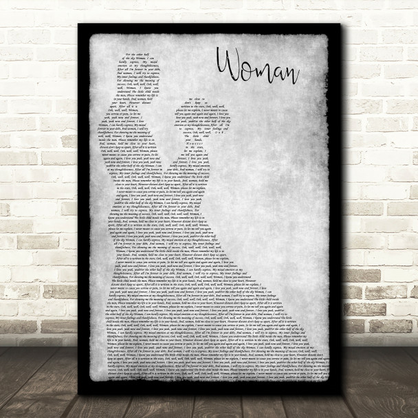 John Lennon Woman Man Lady Dancing Grey Song Lyric Print