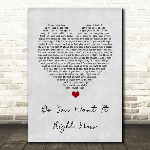 Degrees of Motion Do You Want It Right Now Grey Heart Song Lyric Print