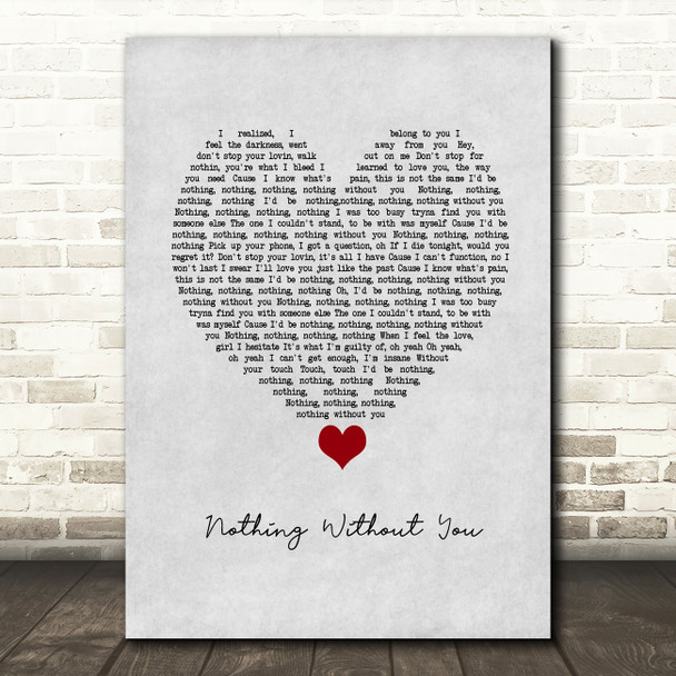 Aslyn That's When I Love You Grey Heart Song Lyric Print