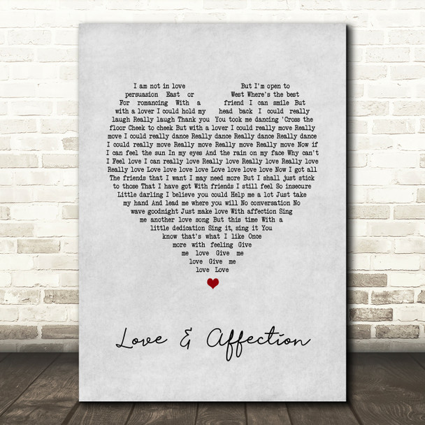 Joan Armatrading Love & Affection Grey Heart Song Lyric Print