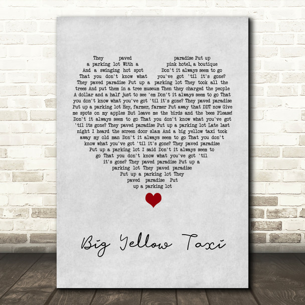 Joni Mitchell Big Yellow Taxi Grey Heart Song Lyric Print