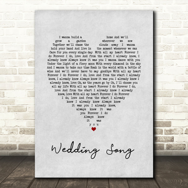 The Well Pennies Wedding Song Grey Heart Song Lyric Print